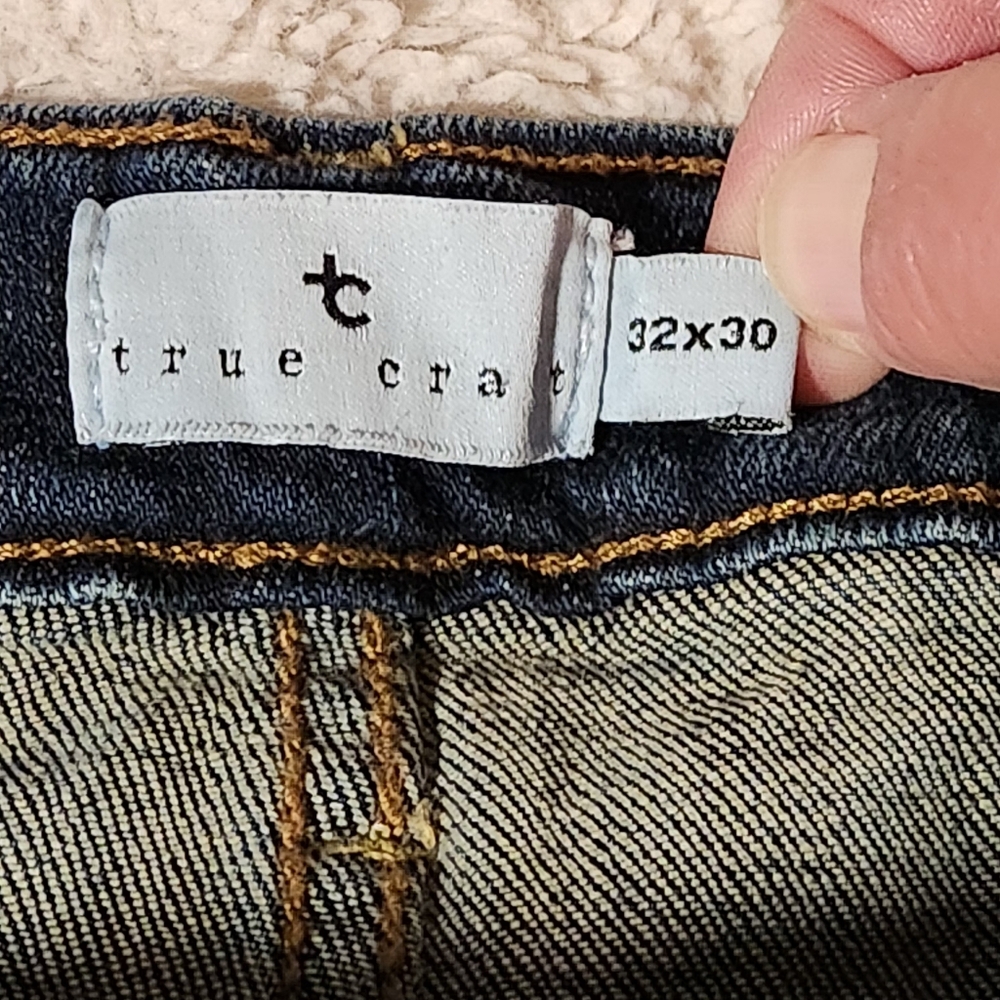 True Craft Mens Sz 32X30 Jeans Bootcut Relaxed Stretch Dark Wash - Picture 3 of 8